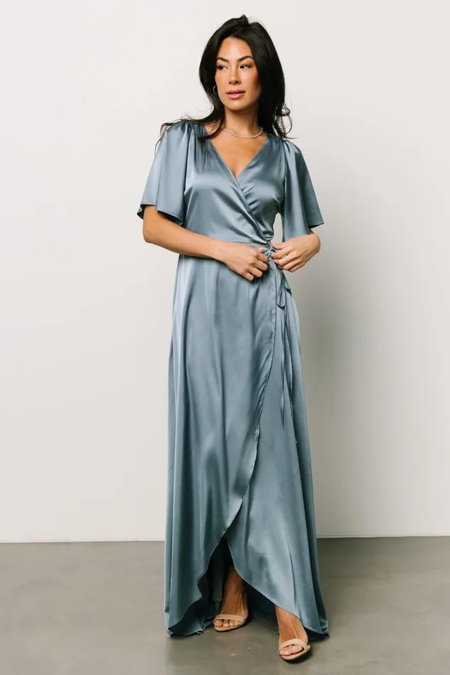 Women Vara Satin Maxi Wrap Dress Dusty Blue Baltic Born The Guest Edit Women Vara Satin Maxi Wrap Dress Dusty Blue Baltic Born The Guest Edit