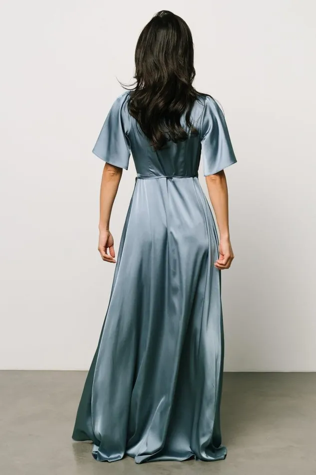 Women Vara Satin Maxi Wrap Dress Dusty Blue Baltic Born The Guest Edit Women Vara Satin Maxi Wrap Dress Dusty Blue Baltic Born The Guest Edit