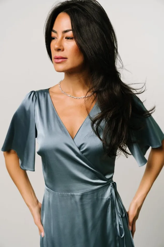 Women Vara Satin Maxi Wrap Dress Dusty Blue Baltic Born The Guest Edit Women Vara Satin Maxi Wrap Dress Dusty Blue Baltic Born The Guest Edit