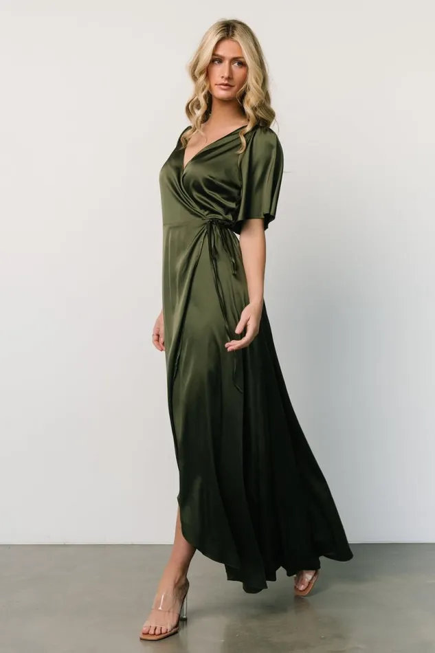 Women Vara Satin Maxi Wrap Dress Juniper Green Baltic Born Maxi Dresses Women Vara Satin Maxi Wrap Dress Juniper Green Baltic Born Maxi Dresses