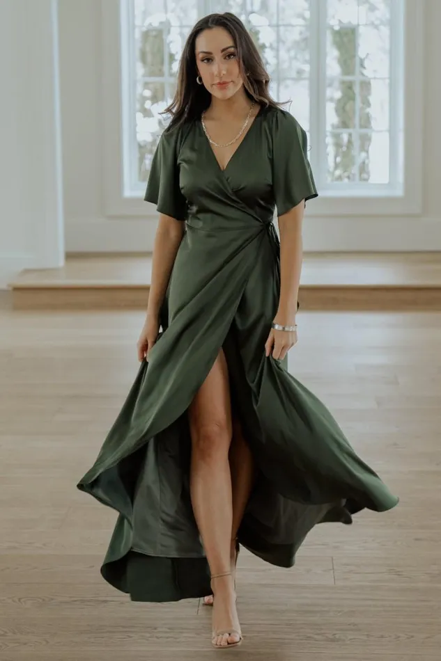 Women Vara Satin Maxi Wrap Dress Juniper Green Baltic Born Maxi Dresses Women Vara Satin Maxi Wrap Dress Juniper Green Baltic Born Maxi Dresses