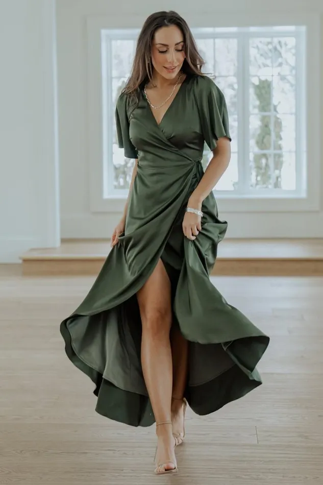 Women Vara Satin Maxi Wrap Dress Juniper Green Baltic Born Maxi Dresses Women Vara Satin Maxi Wrap Dress Juniper Green Baltic Born Maxi Dresses