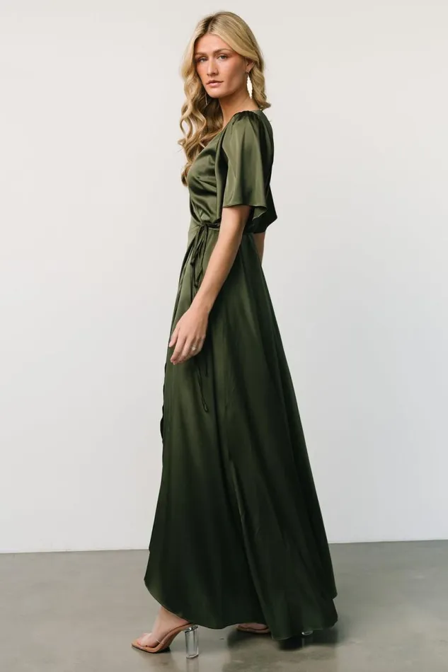 Women Vara Satin Maxi Wrap Dress Juniper Green Baltic Born Maxi Dresses Women Vara Satin Maxi Wrap Dress Juniper Green Baltic Born Maxi Dresses