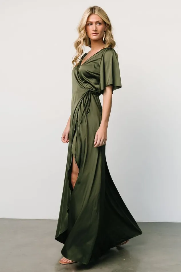 Women Vara Satin Maxi Wrap Dress Juniper Green Baltic Born Maxi Dresses Women Vara Satin Maxi Wrap Dress Juniper Green Baltic Born Maxi Dresses