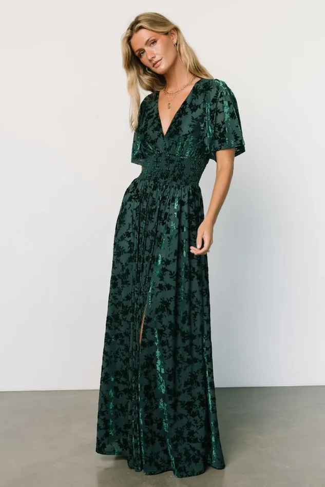 Women Veronica Velvet Maxi Dress Green Baltic Born Maxi Dresses