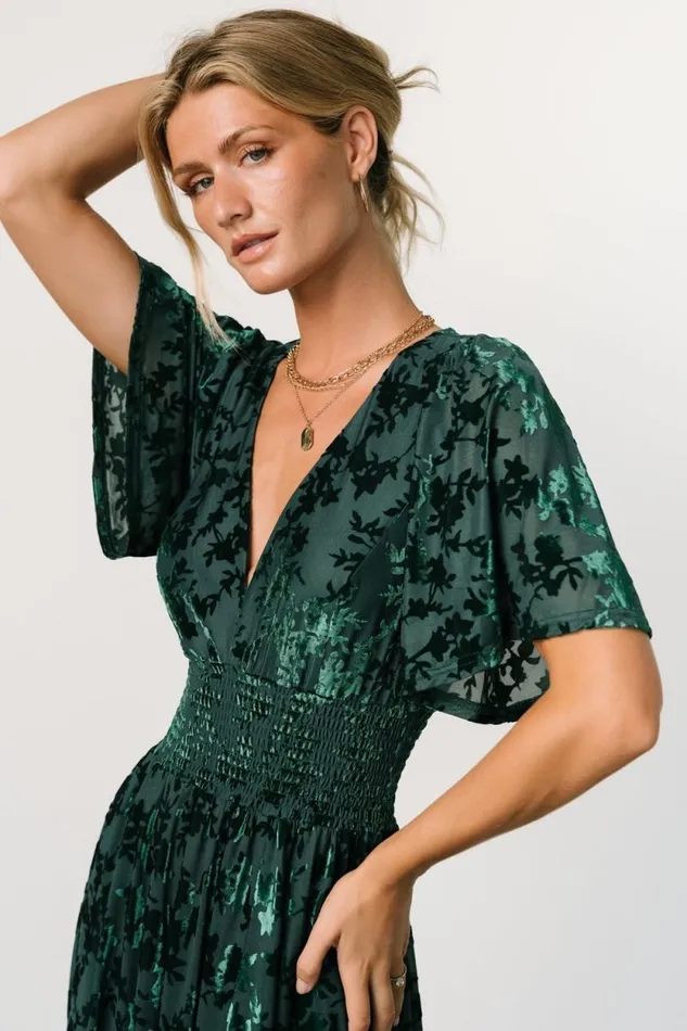 Women Veronica Velvet Maxi Dress Green Baltic Born Maxi Dresses
