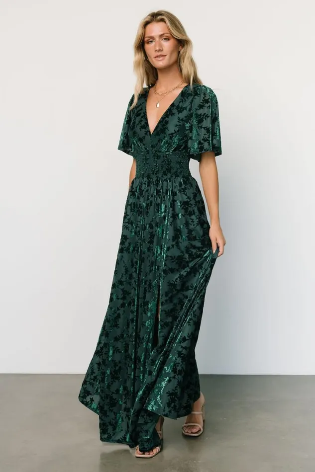 Women Veronica Velvet Maxi Dress Green Baltic Born Maxi Dresses