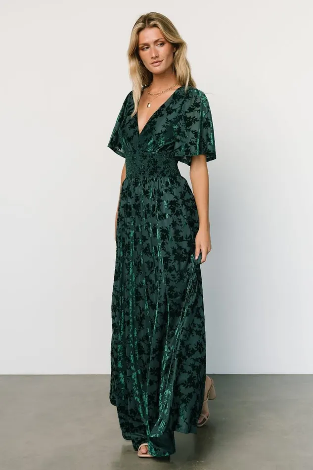 Women Veronica Velvet Maxi Dress Green Baltic Born Maxi Dresses