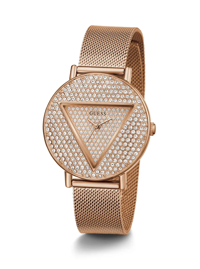 Women Watches GUESS Rose Gold Iconic Crystal Mesh Watch