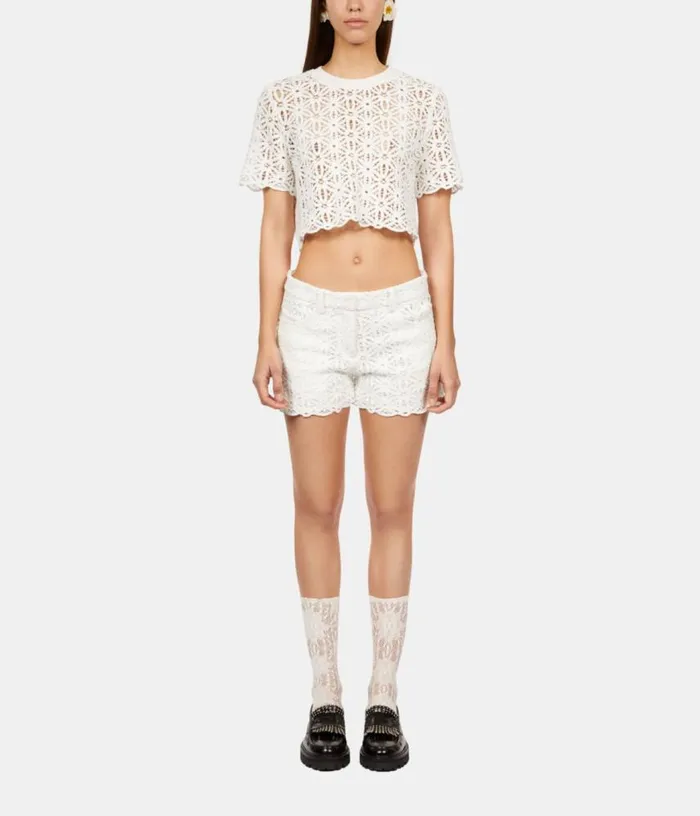Women White Guipure Shorts THE KOOPLES Skirts and Shorts