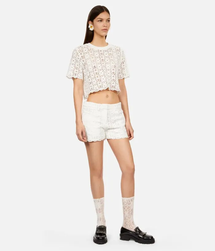 Women White Guipure Shorts THE KOOPLES Skirts and Shorts