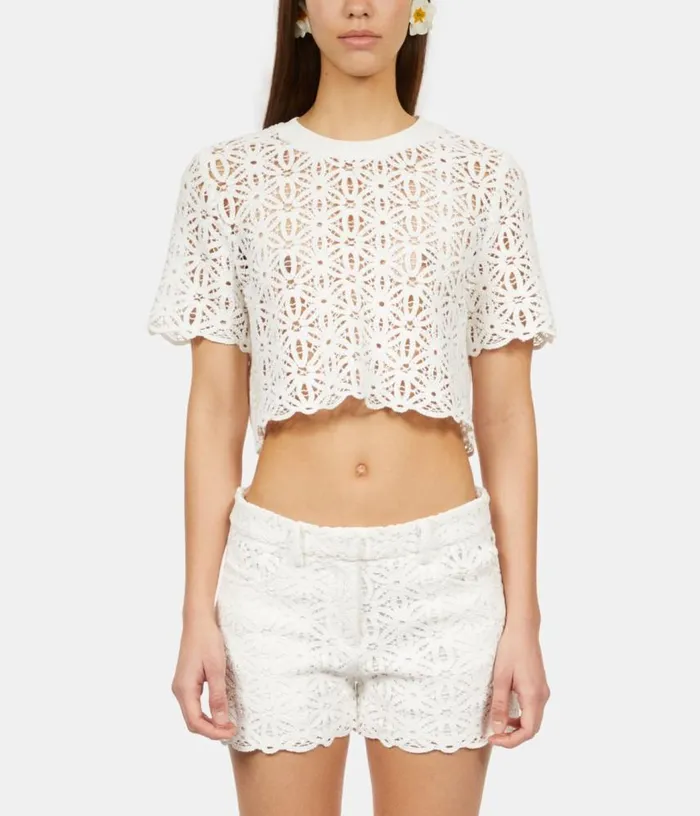 Women White Guipure Shorts THE KOOPLES Skirts and Shorts