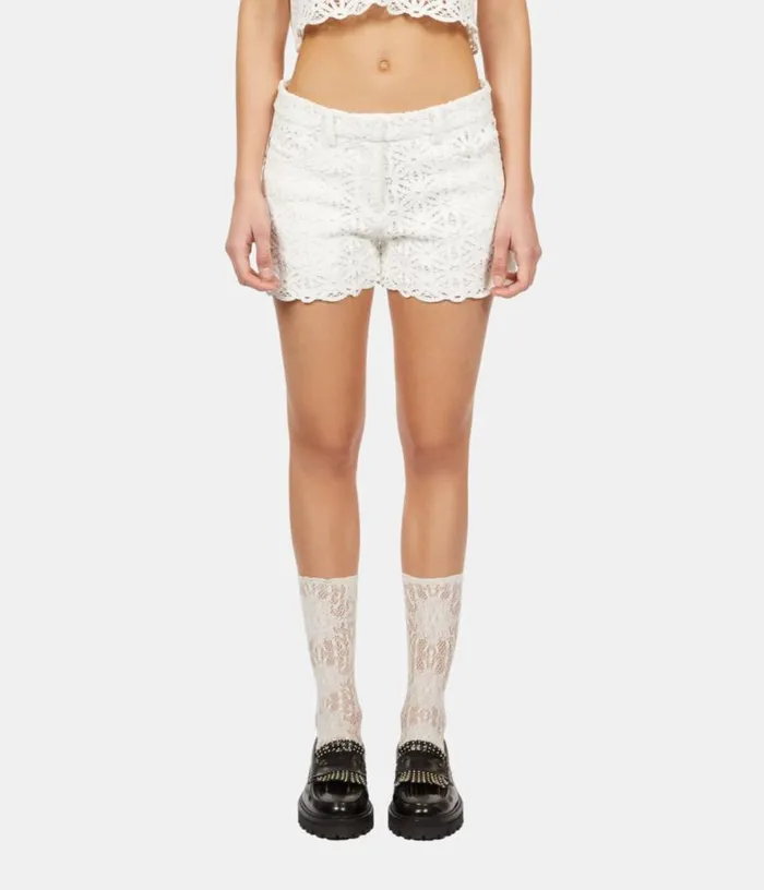 Women White Guipure Shorts THE KOOPLES Skirts and Shorts