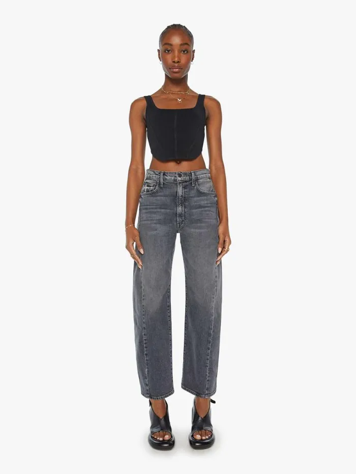 Women Wide Leg Mother Denim The Half Pipe Flood Black charcoal