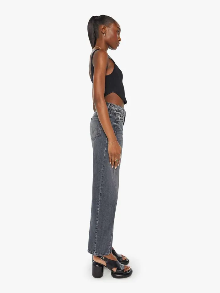 Women Wide Leg Mother Denim The Half Pipe Flood Black charcoal