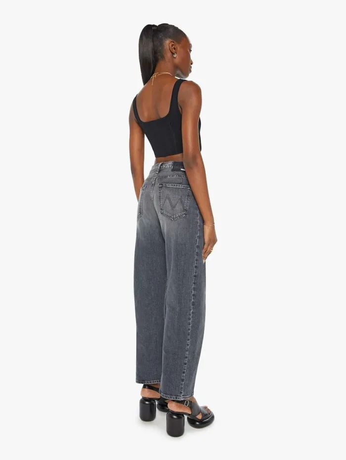 Women Wide Leg Mother Denim The Half Pipe Flood Black charcoal