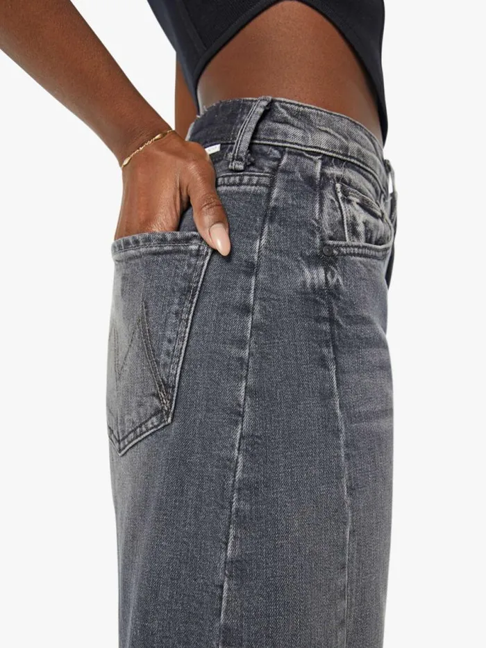 Women Wide Leg Mother Denim The Half Pipe Flood Black charcoal
