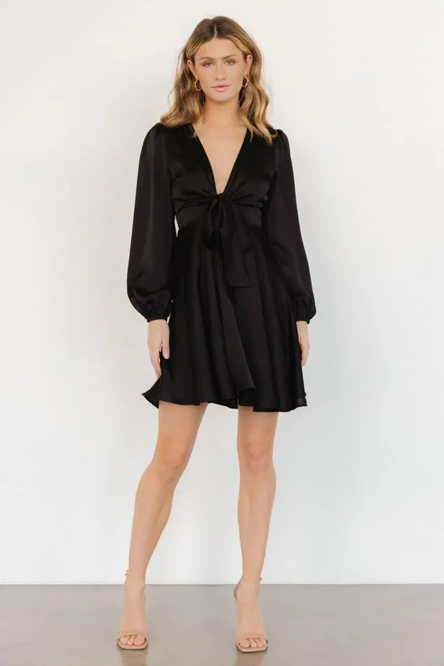 Women Woodbury Satin Mini Dress Black Baltic Born Short Dresses