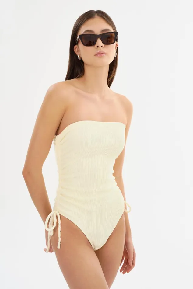 Women ZARINA Strapless Swimsuit Lemon Icing LAMARQUE Swim