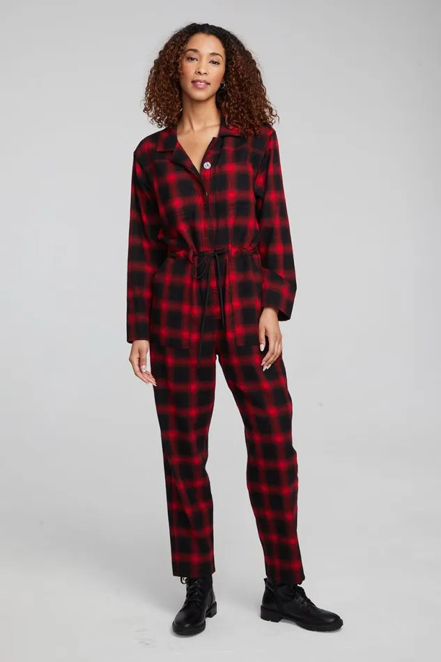 Womens Bottoms Chaser Brand Lexi Sunset Plaid Jumpsuit