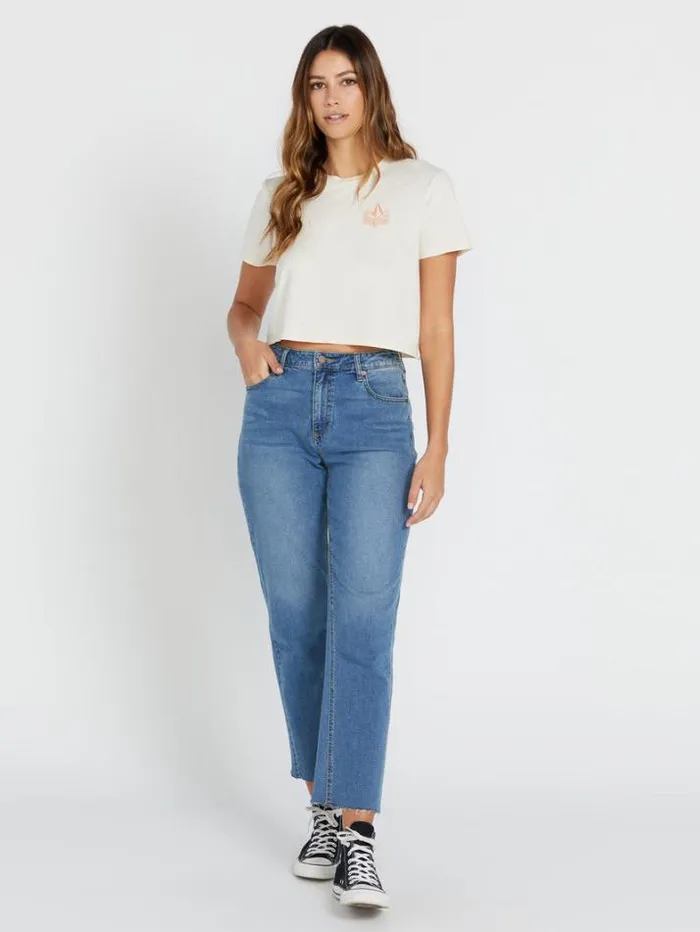 Womens Bottoms Volcom Stoned Straight Jeans 8211 Jasper Blue