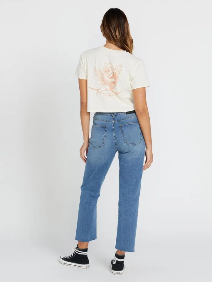 Womens Bottoms Volcom Stoned Straight Jeans 8211 Jasper Blue