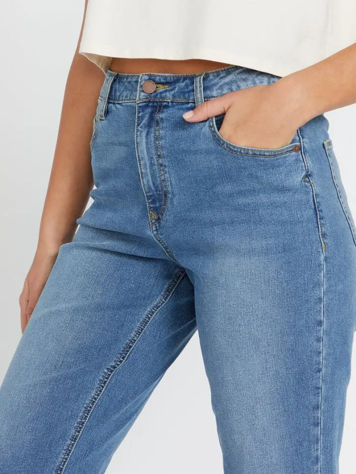 Womens Bottoms Volcom Stoned Straight Jeans 8211 Jasper Blue
