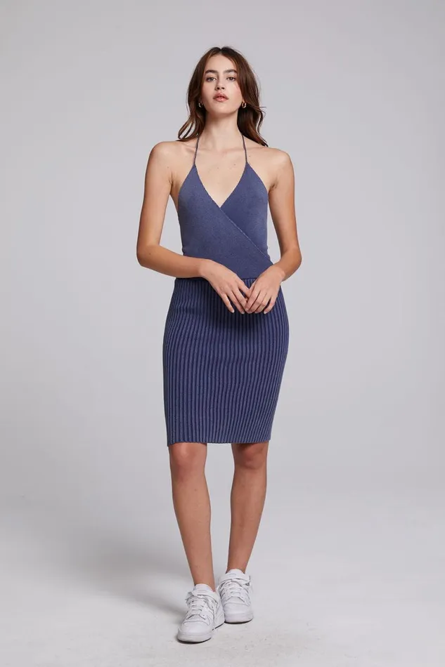 Womens Dresses Chaser Brand Dahlia Washed Indigo Mini Dress