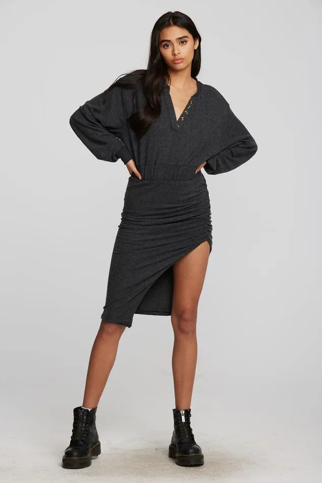 Womens Dresses Chaser Brand Recycled Bliss Knit Midi Dress With Shirring