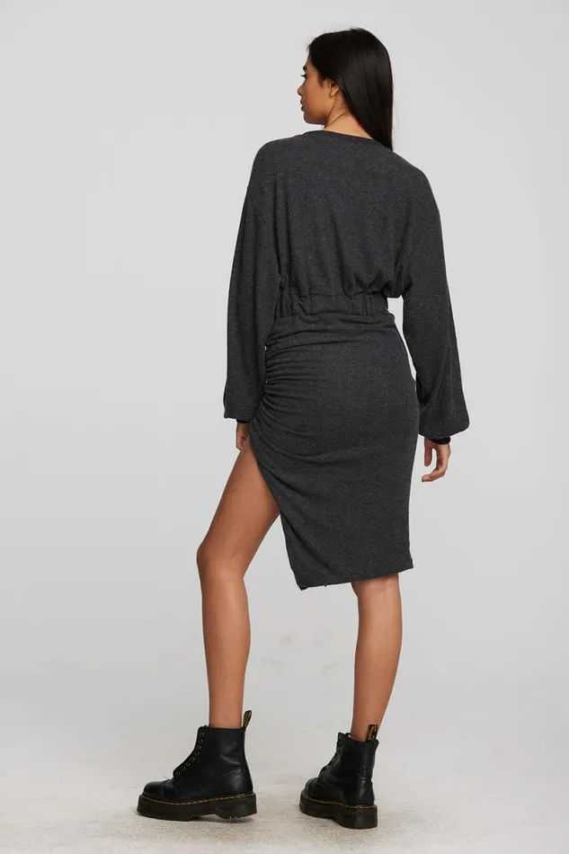 Womens Dresses Chaser Brand Recycled Bliss Knit Midi Dress With Shirring