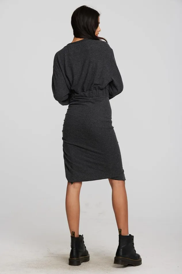 Womens Dresses Chaser Brand Recycled Bliss Knit Midi Dress With Shirring