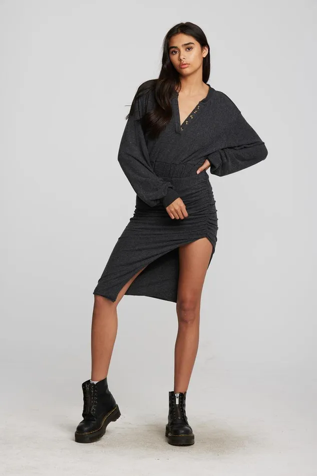 Womens Dresses Chaser Brand Recycled Bliss Knit Midi Dress With Shirring