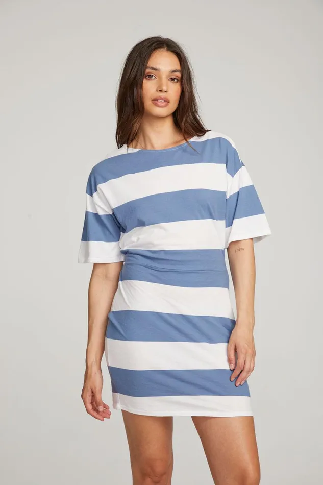 Womens Dresses Chaser Brand Villa Vintage Blue Stripe Mini Dress