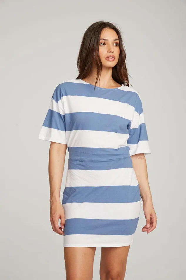 Womens Dresses Chaser Brand Villa Vintage Blue Stripe Mini Dress
