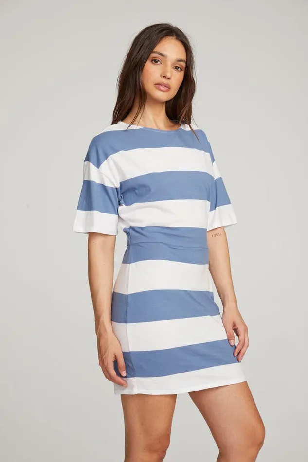 Womens Dresses Chaser Brand Villa Vintage Blue Stripe Mini Dress
