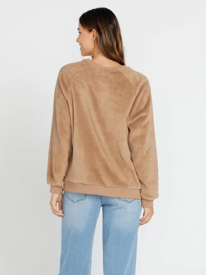 Womens Jackets Volcom Pheelin Phine Crew Sweatshirt 8211 Mocha