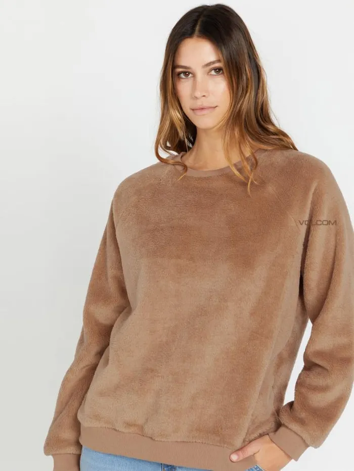 Womens Jackets Volcom Pheelin Phine Crew Sweatshirt 8211 Mocha