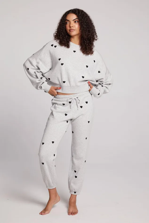 Womens Loungewear Chaser Brand Allover Velvet Hearts Pants