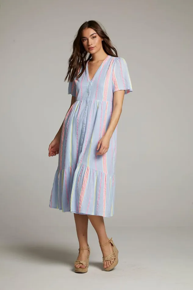Womens Loungewear Chaser Brand Orange South West Beach Stripe Midi Dress