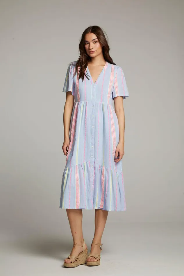 Womens Loungewear Chaser Brand Orange South West Beach Stripe Midi Dress