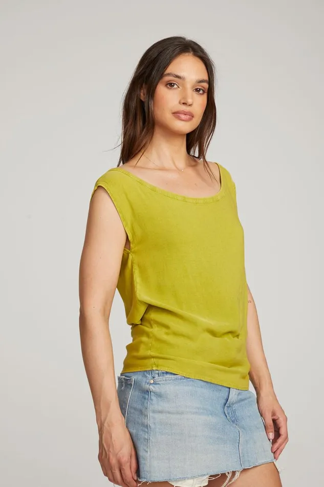 Womens Loungewear Chaser Brand Sleeveless Citron Dolman Tee