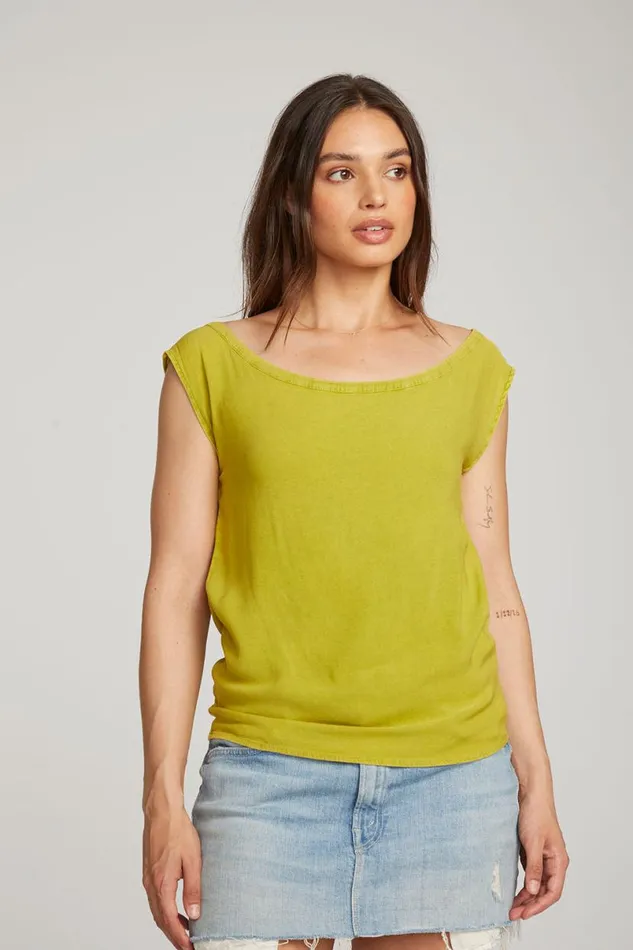 Womens Loungewear Chaser Brand Sleeveless Citron Dolman Tee
