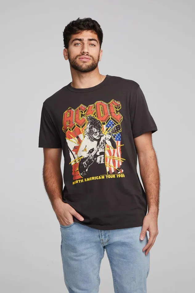 WomensMens Music Chaser Brand ACDC North American Tour Crew Neck Tee