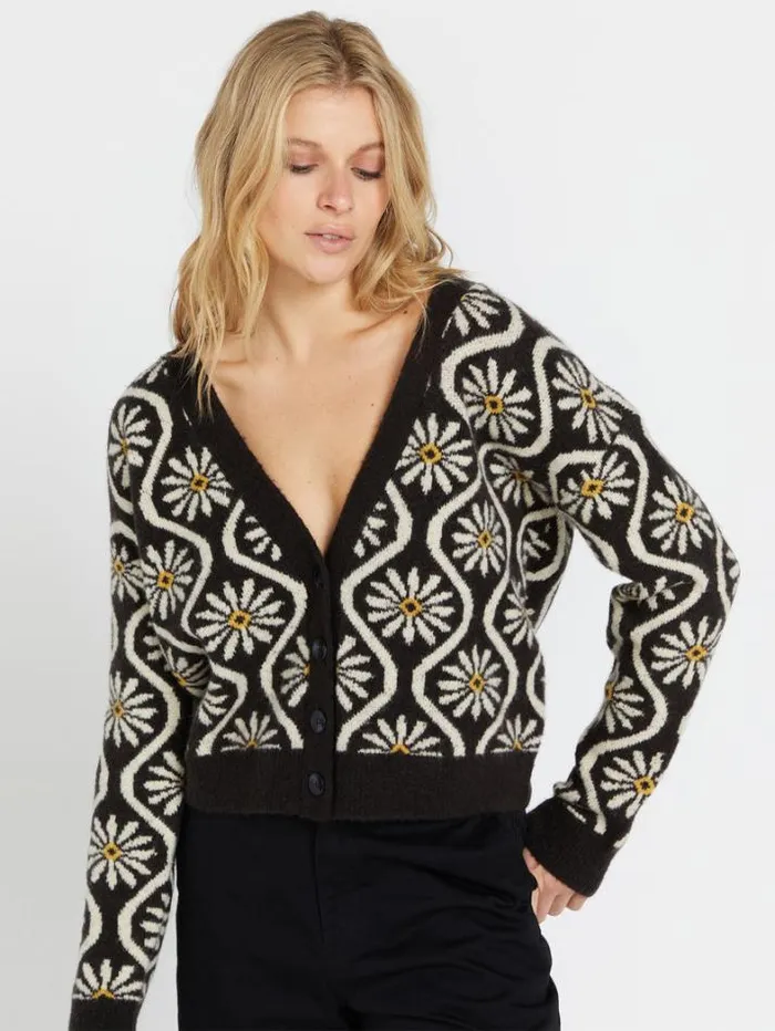 Womens Sweaters and Cardigans Volcom Daizy Lady Cardigan 8211 Vintage Black