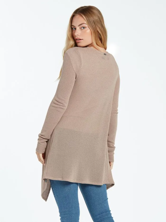 Womens Sweaters and Cardigans Volcom Go Go Wrap Cardigan 8211 Stone