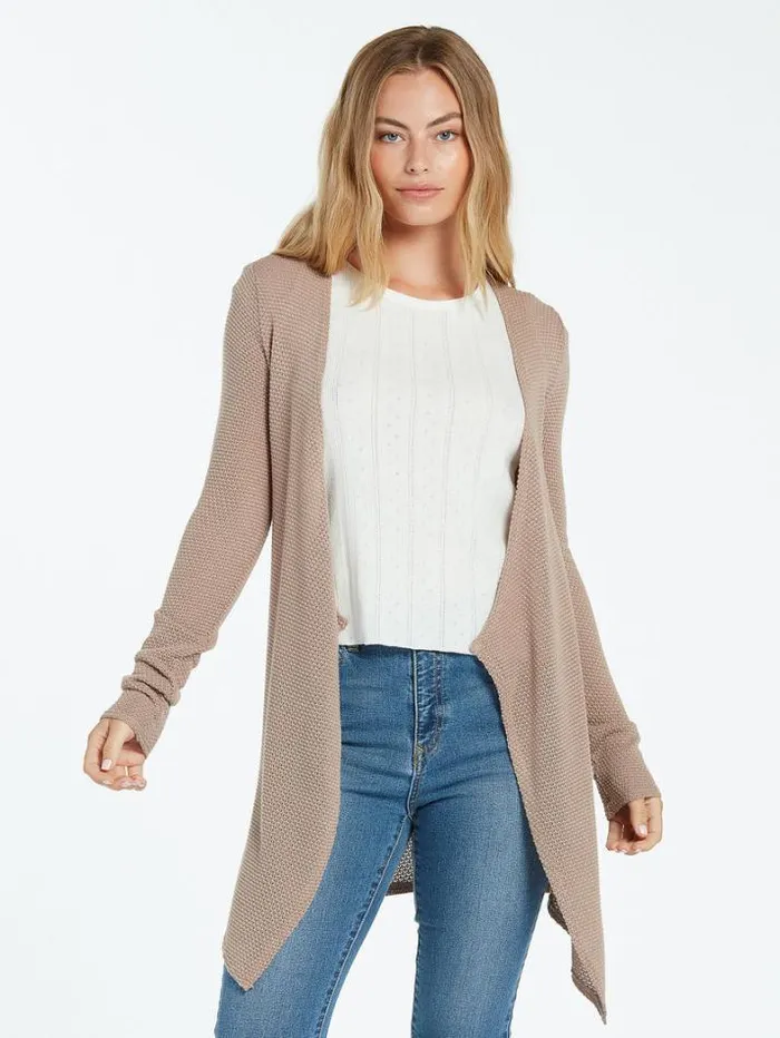 Womens Sweaters and Cardigans Volcom Go Go Wrap Cardigan 8211 Stone