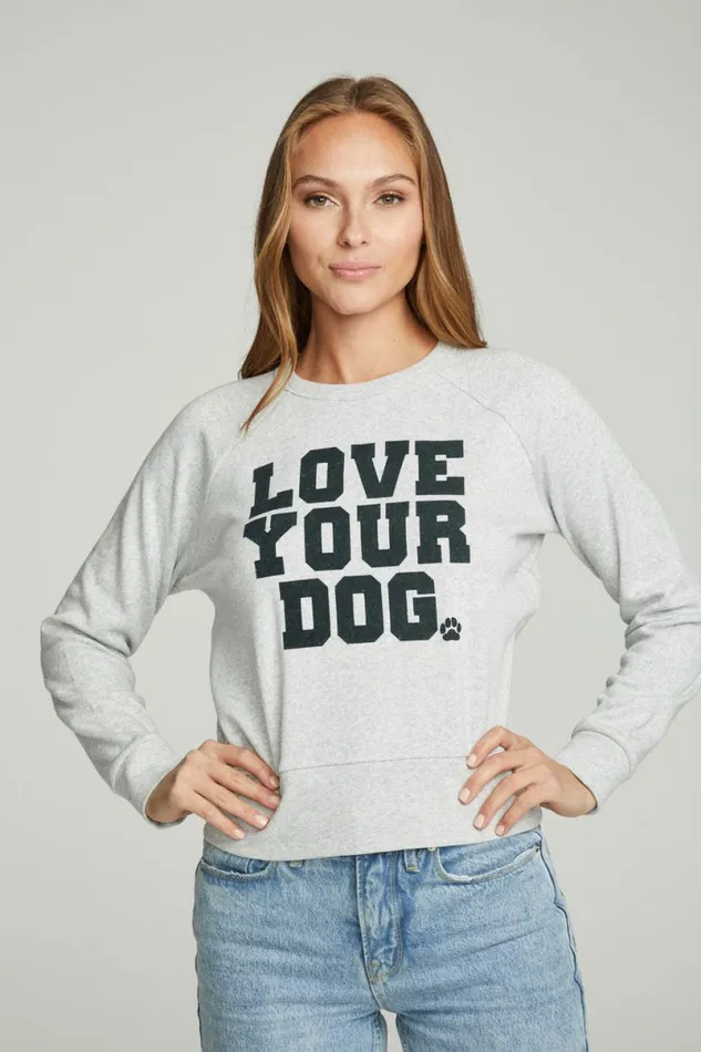 Womens Tops Chaser Brand 034Love Your Dog034 Charity Sweatshirt