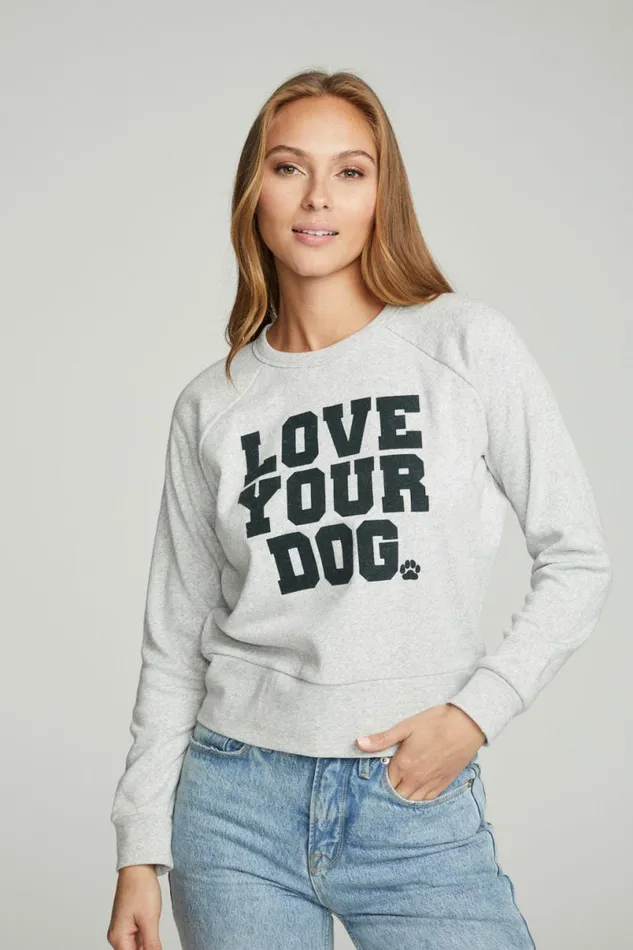 Womens Tops Chaser Brand 034Love Your Dog034 Charity Sweatshirt