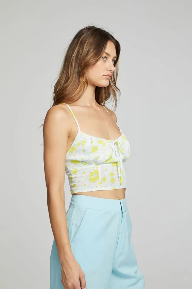 Womens Tops Chaser Brand Alana Tank Top 8211 Baby Blue Daisy Floral