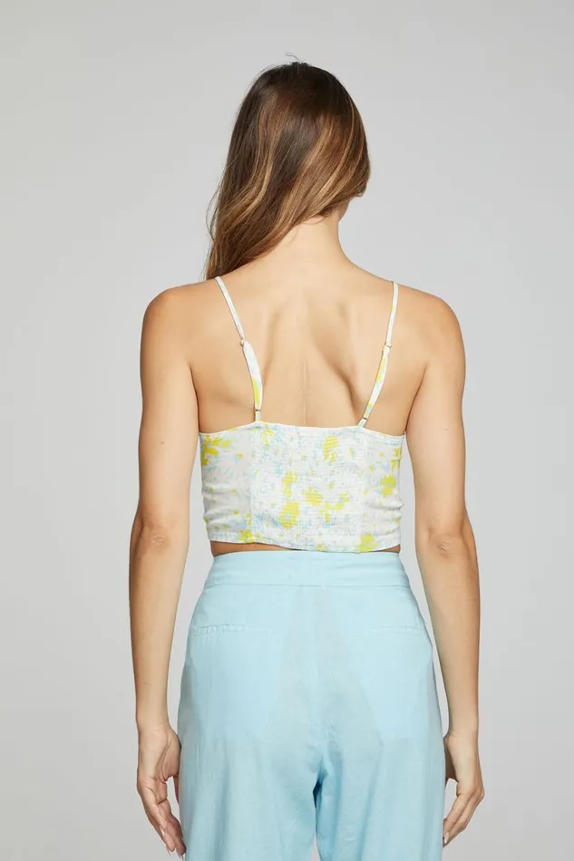 Womens Tops Chaser Brand Alana Tank Top 8211 Baby Blue Daisy Floral